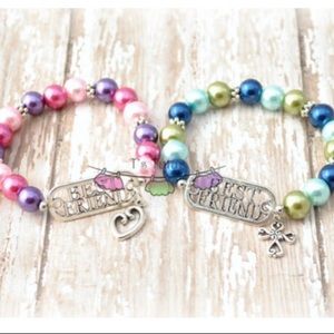 BEST FRIENDS Beaded Stretch Bracelet Blue Pink Green Purple
